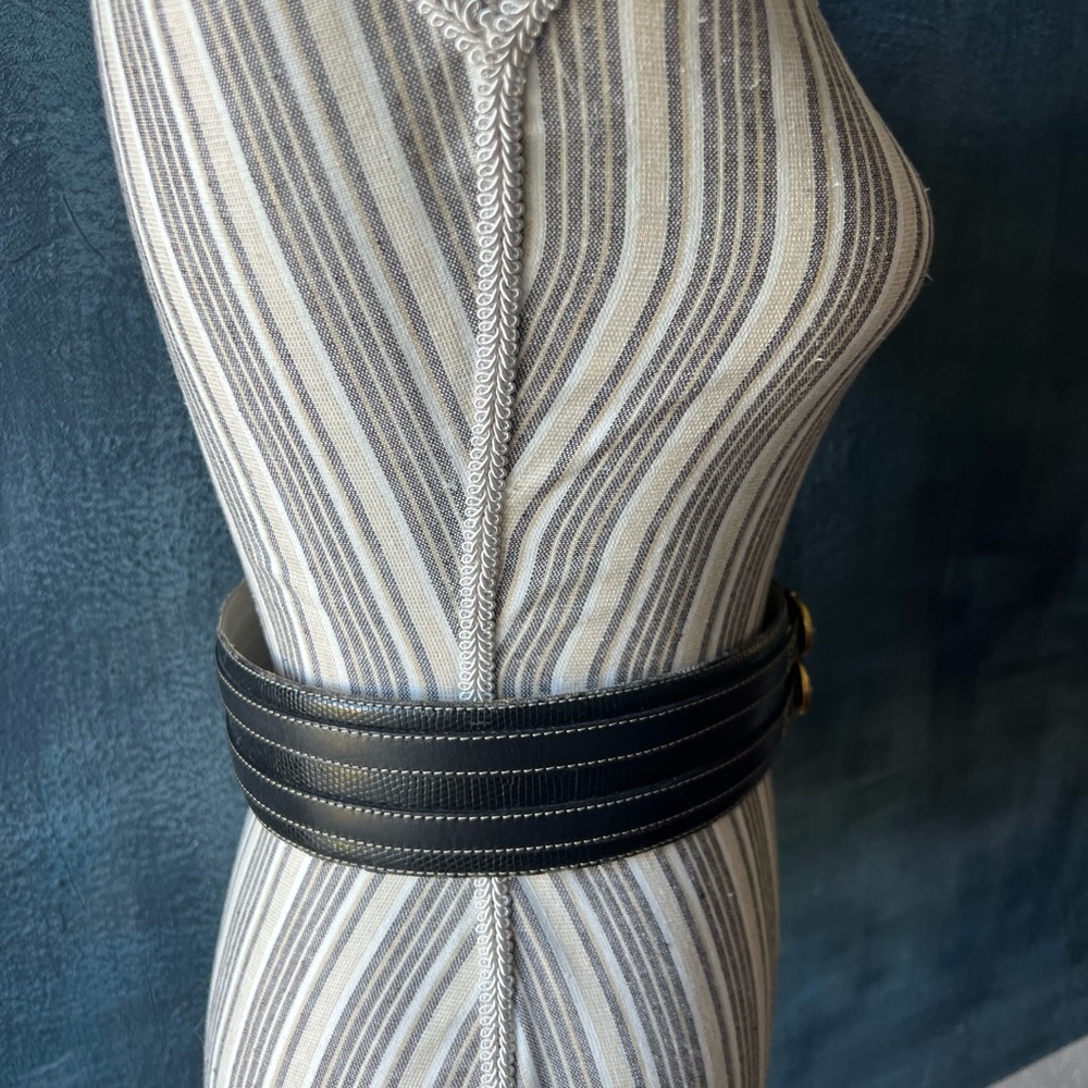 Lancel Black Belt Python Embossed With Leather Tr… - image 4